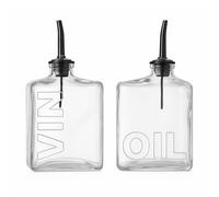 TIENDA EURASIA - Aceitera y Vinagrera | Cristal | Capacidad 450 ml | Boquillas de Acero Inoxidable | Medidas 10x6x18.5 cm | Diseño Moderno