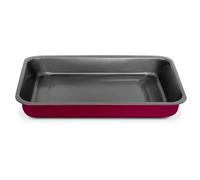 TIENDA EURASIA - Bandeja para Horno, Rectangular, de Acero con Recubrimiento Antiadherente, Color Burdeos, de Distintos Tamaños, para Hornear y Asar hasta 250º C (Lasagnera 34x24x4 cm)