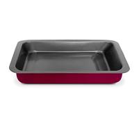 TIENDA EURASIA - Bandeja para Horno, Rectangular, de Acero con Recubrimiento Antiadherente, Color Burdeos, de Distintos Tamaños, para Hornear y Asar hasta 250º C (C/Alas 36x25x5,5 cm)