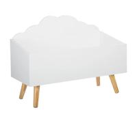 TIENDA EURASIA - Baul de Juguetes Infantil | Baul Decorativo de Madera | Color Blanco | Diseño Nórdico Nube | Patas de Madera | Medida 58 x 45 x 28 cm | Ideal para Decoración de Interior