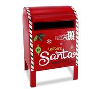 TIENDA EURASIA - Buzón Americano de Navidad Papá Noel Color Rojo, Material Acero Inoxidable, para decoración de Navidad (20x18x33 cm)