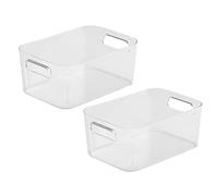 TIENDA EURASIA® Cajas de Almacenaje con Asas - Organizadores de Plástico Multiusos - Ideales para baño, cocina, salón, dormitorio Transparent 3.6l 2 boxes