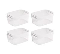 TIENDA EURASIA® Cajas de Almacenaje con Asas - Organizadores de Plástico Multiusos - Ideales para baño, cocina, salón, dormitorio Transparent 1.5l 4 boxes