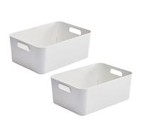 TIENDA EURASIA® Cajas de Almacenaje con Asas - Organizadores de Plástico Multiusos - Ideales para baño, cocina, salón, dormitorio White 9 l 2 boxes