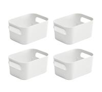 TIENDA EURASIA® Cajas de Almacenaje con Asas - Organizadores de Plástico Multiusos - Ideales para baño, cocina, salón, dormitorio White 1.5 l 4 boxes