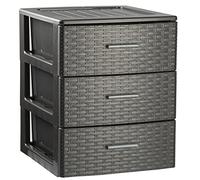 TIENDA EURASIA - Cajonera de Plástico para Habitacion, Armario, Oficina, Garaje, Cajonera Escritorio Sobremesa, Cajones Plastico Almacenaje Antracita, Cajonera Baño Diseño Mimbre (3 Alturas)