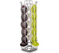 TIENDA EURASIA® Dispensador de Cápsulas Rotativo Dolce Gusto - Capacidad para 24 Cápsulas - Fabricado en Acero Cromado (Dolce Gusto 24 Cápsulas - D. 14 x H. 32 cm)
