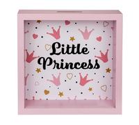 TIENDA EURASIA - Huchas de Madera | Forma Cuadrado | Medidas Aprox. 20x5x20 cm | Madera y Acrílico Transparente | Huchas Originales para Adultos (Little Princess)