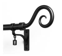 TIENDA EURASIA - Juego Barra Cortinas Extensible Deco | Material Metal | Diseño Arabesque | Medidas 19 mm Extensible 120-210 cm (Negro)