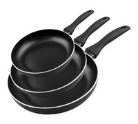 TIENDA EURASIA - Juego de Sartenes Antiadherentes, Pack de 3 Sartenes Todo Tipo Superficies, Sartenes Induccion en 3 Tamaños, Mango Tacto Silicona con Sistema Antiaflojamiento Ø20 cm, ø24 cm, ø28 cm