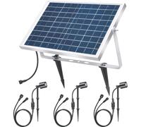 TIENDA EURASIA - Kit Luces Led Solares para Exterior, 10W y 3 Focos Led, Impermeables IP66, 3000K
