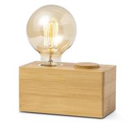 TIENDA EURASIA - Lampara de Mesa de Bambú Vintage con Base Antideslizante, 15x14x8cm, Intensidad Regulable