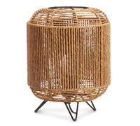 TIENDA EURASIA - Lámpara Sobre Mesa, Mimbre Natural y Metal Negro, Estilo Nórdico, con Portalámparas, E27 LED, para Dormitorio Mesita de Noche o Salón Tripod cylinder