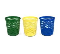 TIENDA EURASIA - Lote 3 Papeleras de Plastico, 28x29cm, Material Reciclable, Diseño Hueco Moderno