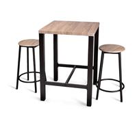 TIENDA EURASIA - Mesa Alta con 2 Taburetes | Diseño Nórdico | Estructura de Metal Color Negro con Madera MDF | 2 Medidas Negro 1 60x86x60 cm