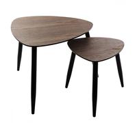TIENDA EURASIA Mesa Auxiliar Nordica - Mesas Auxiliares de Centro - Estructura Metalica y Tapa de Madera Extraible - Ideal para Combinar en Salones y Dormitorios (D 41 x H 40 cm, Gold) Madera