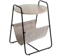 TIENDA EURASIA® Mesa Auxiliar Nórdica Revistero - Mesas de Centro de Salon - Estructura de Metal, Tapa de Madera y Revistero de Lona - 40 x 40 x 55 cm (Negro)