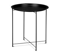 TIENDA EURASIA - Mesa Auxiliar Plegable Redonda | Medidas 46.8x46.8x50.2 cm | Mesa Plegable | Material Metal | con Patas Plegables | Multiusos | Mesas Plegables Portatiles (Negro)