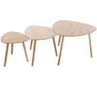 TIENDA EURASIA® Mesas Auxiliares de Centro - Pack 3 Mesitas Auxiliares de Diseño Nordico en 3 Colores - Tablero de Madera MDF y Patas de Madera de Roble (Natural)