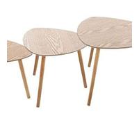 TIENDA EURASIA® Mesas Auxiliares de Centro - Pack 3 Mesitas Auxiliares de Diseño Nordico - Tablero de Madera MDF y Patas de Madera de Roble Natural
