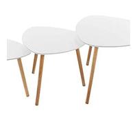 TIENDA EURASIA® Mesas Auxiliares de Centro - Pack 3 Mesitas Auxiliares de Diseño Nordico - Tablero de Madera MDF y Patas de Madera de Roble White