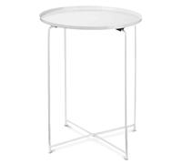 TIENDA EURASIA - Mesilla Redonda Auxiliar, 35x35x50,5 cm, Distintos Colores, Metal, Resistente, Mesa Baja para Decoración del Hogar White