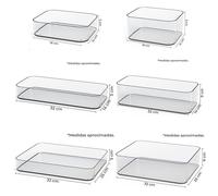 TIENDA EURASIA - Pack 2 Bandejas Organizadoras, Apilables, Caja Almacenaje Plastico Transparente, bandeja organizar maquillajes, organizador de cajon, caja organinzadora de baño, cocina, escritorio, c