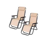 TIENDA EURASIA - Pack 2 Tumbona Plegable Multi-Posiciones para Jardín, Exterior, 95x65x105cm, Estructura de Acero Resistente, Cojin, Tejido Transpirable