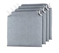TIENDA EURASIA Pack 4 Cojines para Sillas de Terraza | Funda Lavable | Relleno Esponja | Estampados Lisos con 2 Cintas de Sujeción | 40 x 40 x 3 cm
