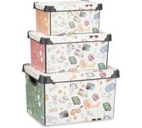 TIENDA EURASIA - Pack de 3 Cajas con Tapa de Almacenaje de Plastico