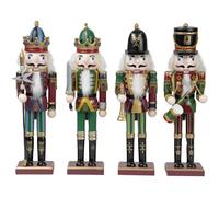TIENDA EURASIA - Pack de 4 Muñecos Cascanueces Navidad de Madera, Poseen Accionador de Boca