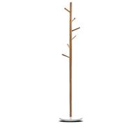 TIENDA EURASIA® Perchero de Pie Diseño Arbol Nordico - Estructura Natural Bambu y Base Madera Blanca - 36 x 180 cm