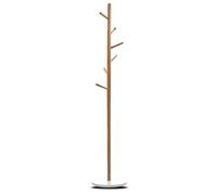 TIENDA EURASIA® Perchero de Pie Diseño Arbol Nordico - Estructura Natural Bambu y Base Madera Blanca - 36 x 180 cm