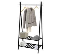 TIENDA EURASIA® Perchero de Pie Madera Blanco - Estructura de Bambu Resistente y Baldas de Madera - Estilo Nordico Perchero 1 o 2 Baldas 2 shelves 80 x 45 x 180 cm.