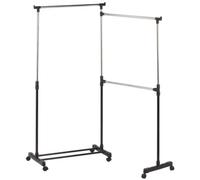 TIENDA EURASIA® Perchero de Pie - Perchero Doble de Metal con Ruedas - Perchero Ajustable - 80 x 41 x 90-155 cm - Perchero Burro