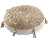 TIENDA EURASIA® Puff Moderno Diseño Nordico - Cojin de Suelo Decorativo - Fabricado en Yute y Algodon - Ideal para Dar un Toque Elegante a tu hogar (Redondo)