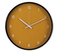 TIENDA EURASIA - Reloj de Pared, Redondo, 30x4x30 cm, Cristal y Plástico, Distintos Colores, Silencioso, Pantalla Analógica, Funciona con Baterías, para la Cocina o el Salón (Mostaza)