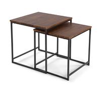 TIENDA EURASIA - Set de 2 Mesas Auxiliares, Madera y Metal, Apilables, 50x50x50 cm Black