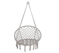 TIENDA EURASIA - Silla Colgante Exterior | Material Tejido de Cuerda Macarmé de Algodón Hilado Suave | 2 Ganchos de Metal | Color Gris Claro | Asiento Ancho de Encaje | 80x40cm