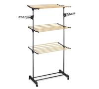 TIENDA EURASIA - Tendedero Vertical Plegable con Ruedas, 3 Alturas, Metal, 80-140x57x165 cm
