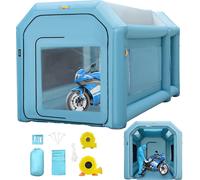 Tienda inflable para pintura de 4x2,5x2,5 metros, cabina de pintura tipo tienda fabricada con tejido Oxford 210D y PVC. Cabina de pintura para automóviles con ventilador de inflado/ventilación. Ideal