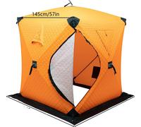 Tienda para peces de hielo, diseño aislado, fácil de instalar, color naranja