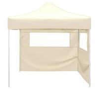 Tienda plegable con 2 paredes 291x291x315 cm, color crema | Lona Oxford 600D recubierta de PVC, acero termolacado, montaje sin herramientas, fijaciones sólidas, uso recepción
