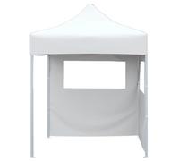 Tienda plegable para fiestas con 2 paredes laterales 2x2 m Acero Blanco | Tela Oxford 600D, revestimiento de PVC, ventanas transparentes, acero inoxidable, plegable, fácil de montar