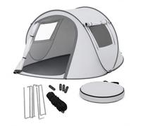Tienda Pop-up Relaxdays, 2-3 Personas, Montaje rápido, protección UV, mosquitera, Al x An x Pr: 105 x 245 x 150 cm, Gris
