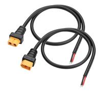 TIENFOKOTA XT60 - Cable de alimentación de 14 AWG 24 V XT60 macho a hembra para abrir cable de alimentación desnudo para panel solar de coche con control remoto, tira de luz LED, 1 par