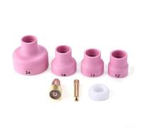 TIG - Kit de accesorios para soplete de soldadura, 7 piezas de boquillas de lente de gas para WP9 WP20, piezas de repuesto de cuerpo de pinza de cerámica de latón refrigerado por aire (2,4 mm)