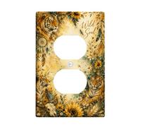 Tiger Duplex - Placa de pared para pared, diseño bohemio de girasol natural, atrapasueños, plástico, tamaño estándar, doble toma de corriente, para decoración del hogar, sala de estar, nuevo