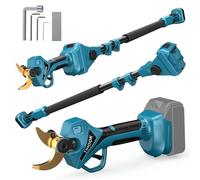TIHOOK Tijeras de podar eléctricas 2 en 1 con Motor sin escobillas de 40 mm y pértiga de 2,5 m, Apertura máxima de 60 mm, para Makita BL-18V, Pantalla LCD, para podar árboles (sin batería)