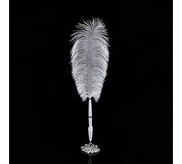 Tiiyee BolíGrafo De Plumas, Regalos Plumas Avestruz Conjunto CaligrafíA Firma Elegante para Principiantes Suministros Oficina Bodas Halloween Base Plata Escritura Escolar